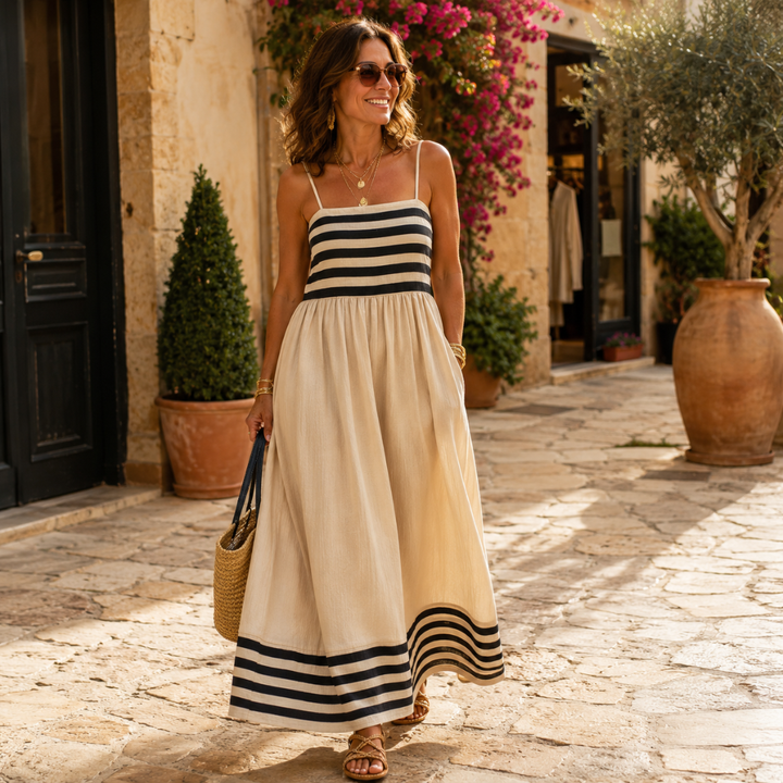 Ortensia | Elegante abito lungo a righe