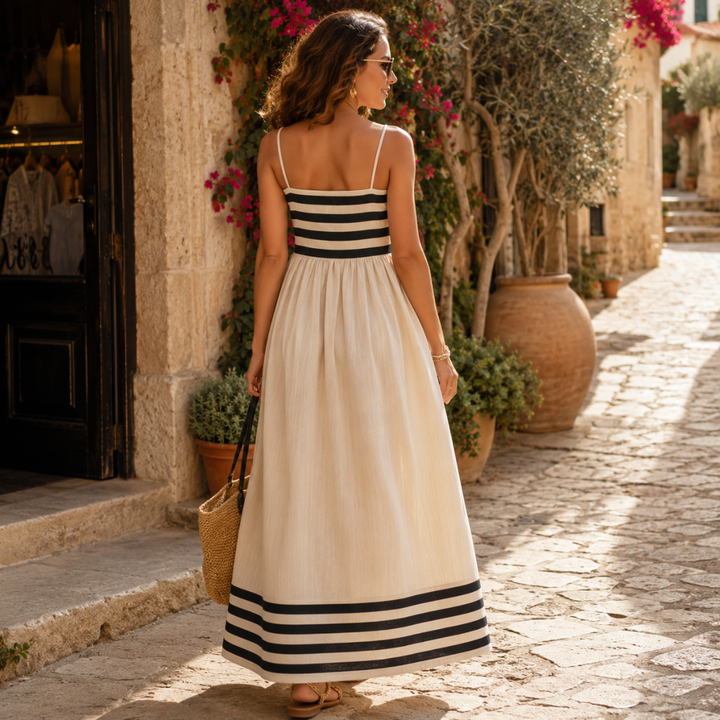 Ortensia | Elegante abito lungo a righe