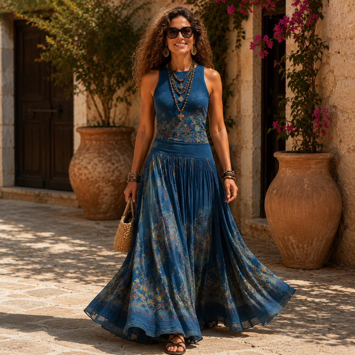 Silvia | Abito lungo con stampa boho-azteca