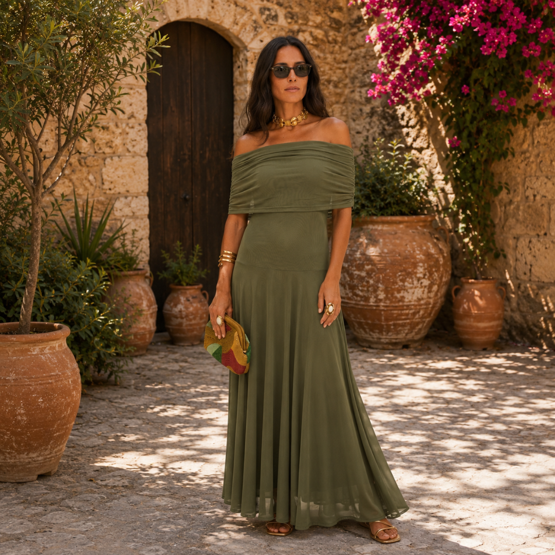 Carla | Elegante abito lungo con spalle scoperte