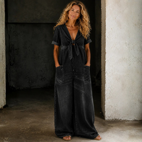 Maya | Tuta Denim Morbida a Gamba Larga