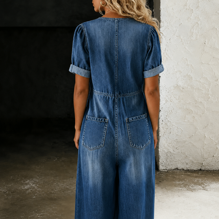 Maya | Tuta Denim Morbida a Gamba Larga