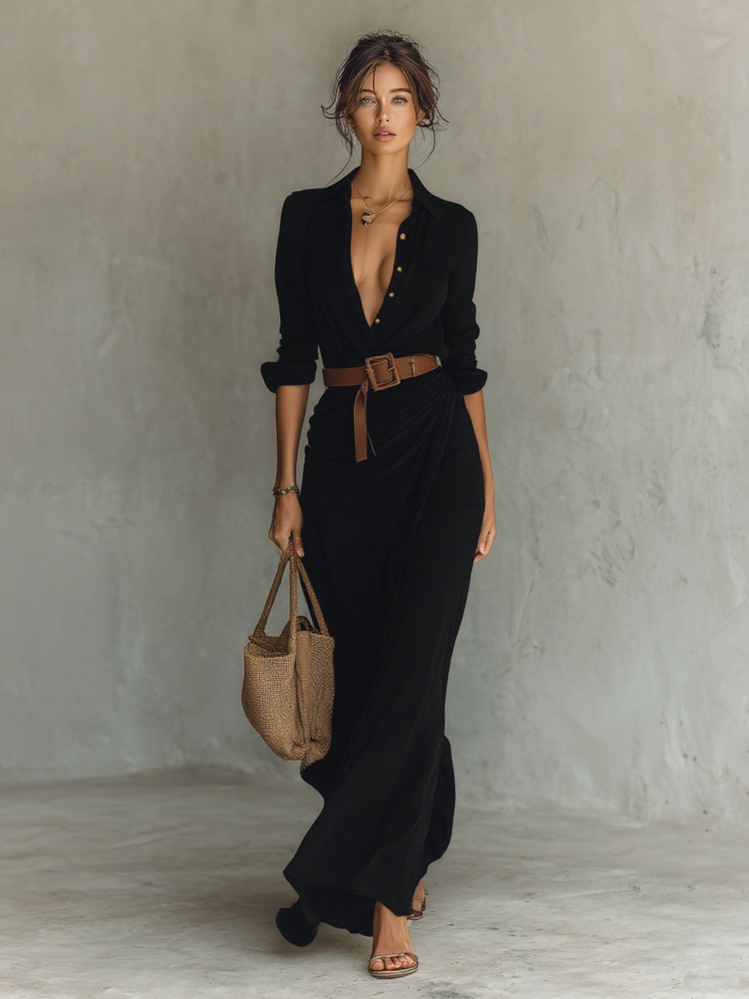 Amy - Abito Maxi Lungo con Collo e Cintura Inclusa