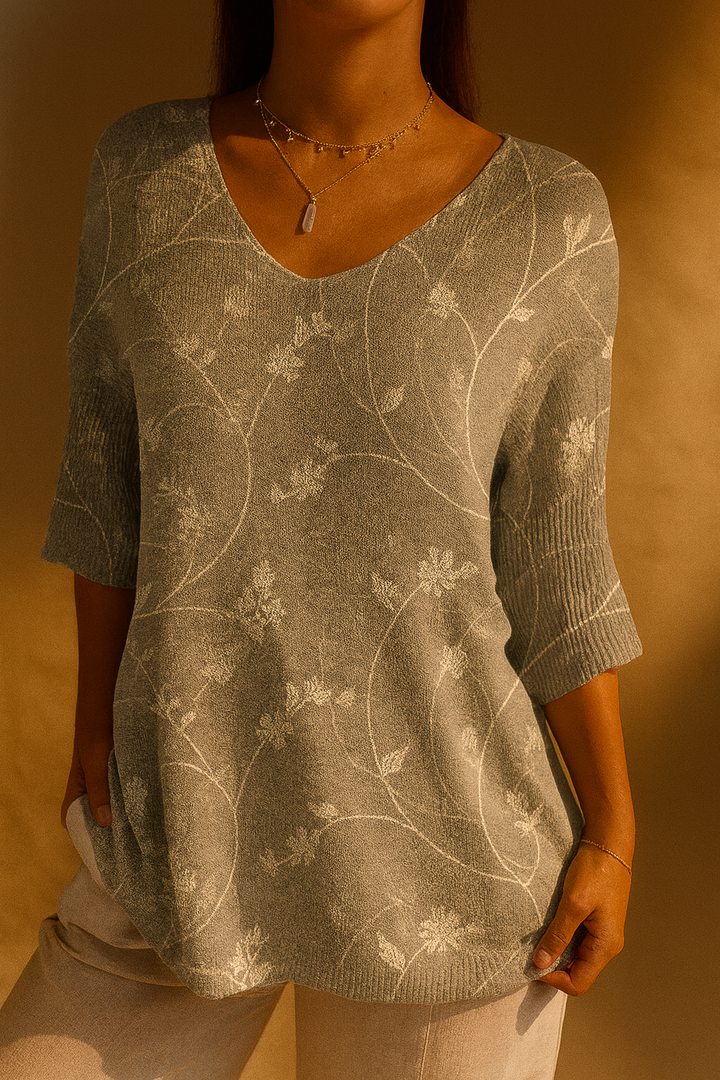 Pullover Knit Casual Vintage Floreale da Donna