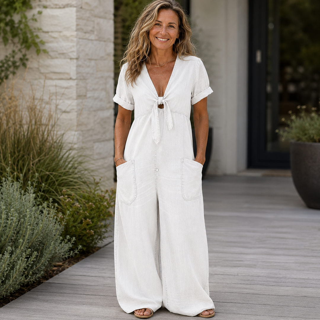 Maya | Tuta Denim Morbida a Gamba Larga