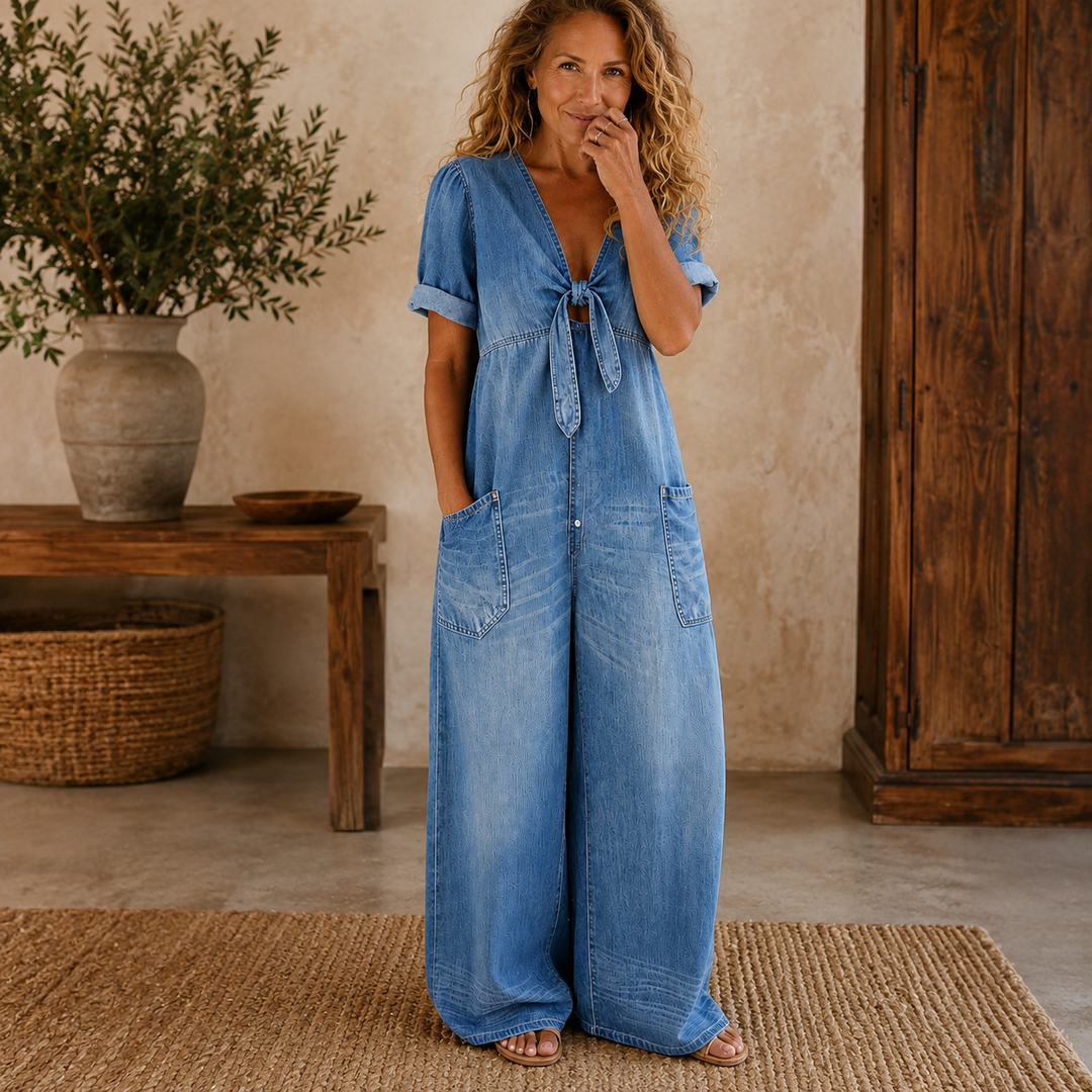 Maya | Tuta Denim Morbida a Gamba Larga