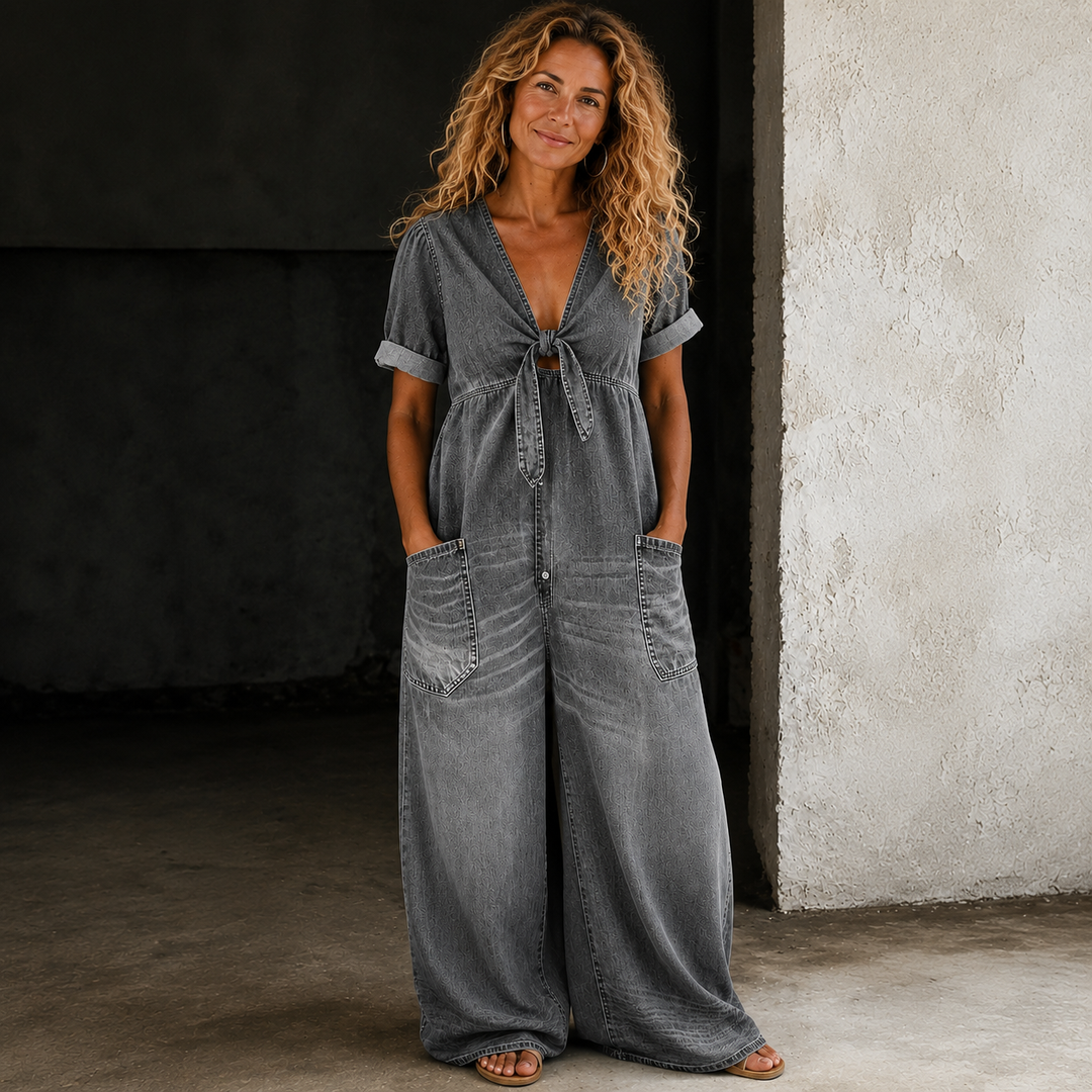 Maya | Tuta Denim Morbida a Gamba Larga