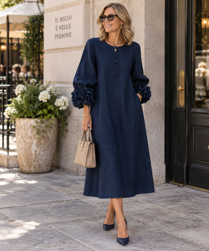 Mira | Abito Midi con Bottoni Floreali