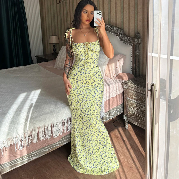 Lina | Zomerse Maxi-Jurk Met Hartjesprint
