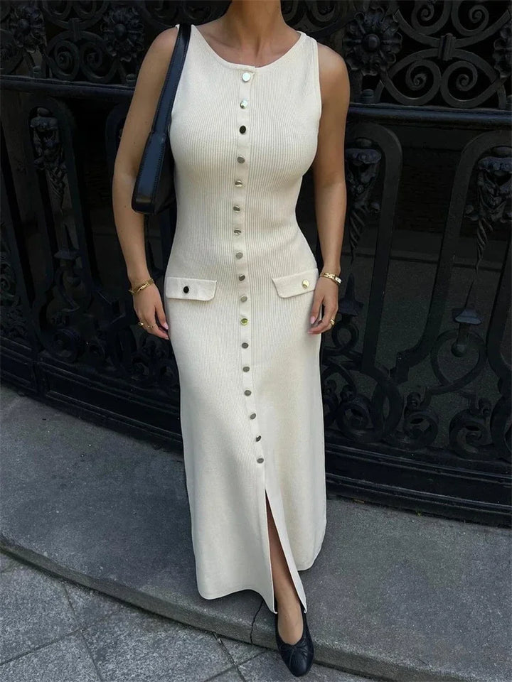 Elena | Midi Jurk met Knopen