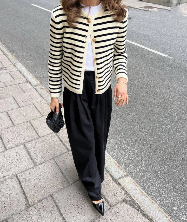 Fien | Cardigan a bottoni a righe