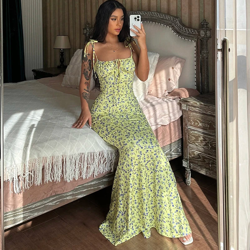 Lina | Zomerse Maxi-Jurk Met Hartjesprint