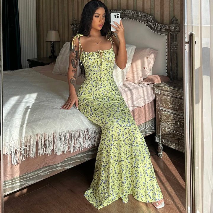 Lina | Zomerse Maxi-Jurk Met Hartjesprint