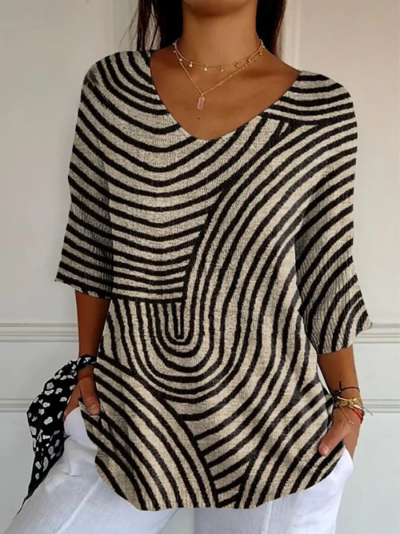 Maglione Casual a Stampa Geometrica Retro da Donna
