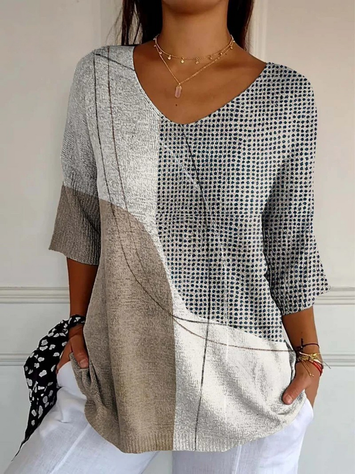 Maglione Casual con Stampa Artistica Geometrica Astratta da Donna