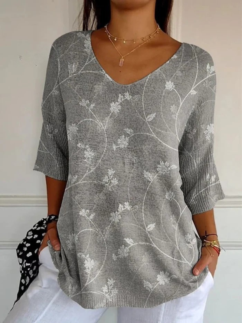Pullover Knit Casual Vintage Floreale da Donna