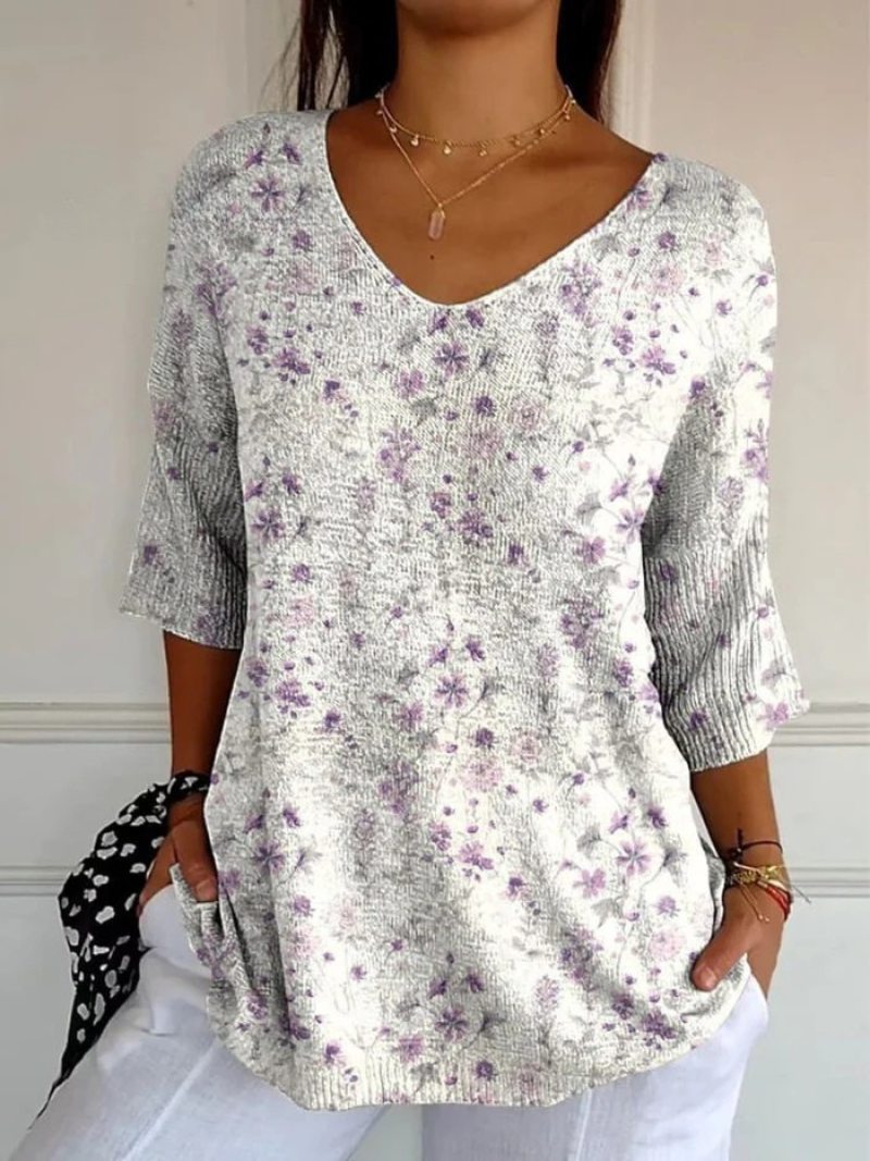 Maglione Casual Vintage Floreale da Donna