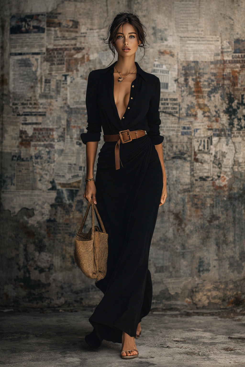 Amy - Abito Maxi Lungo con Collo e Cintura Inclusa