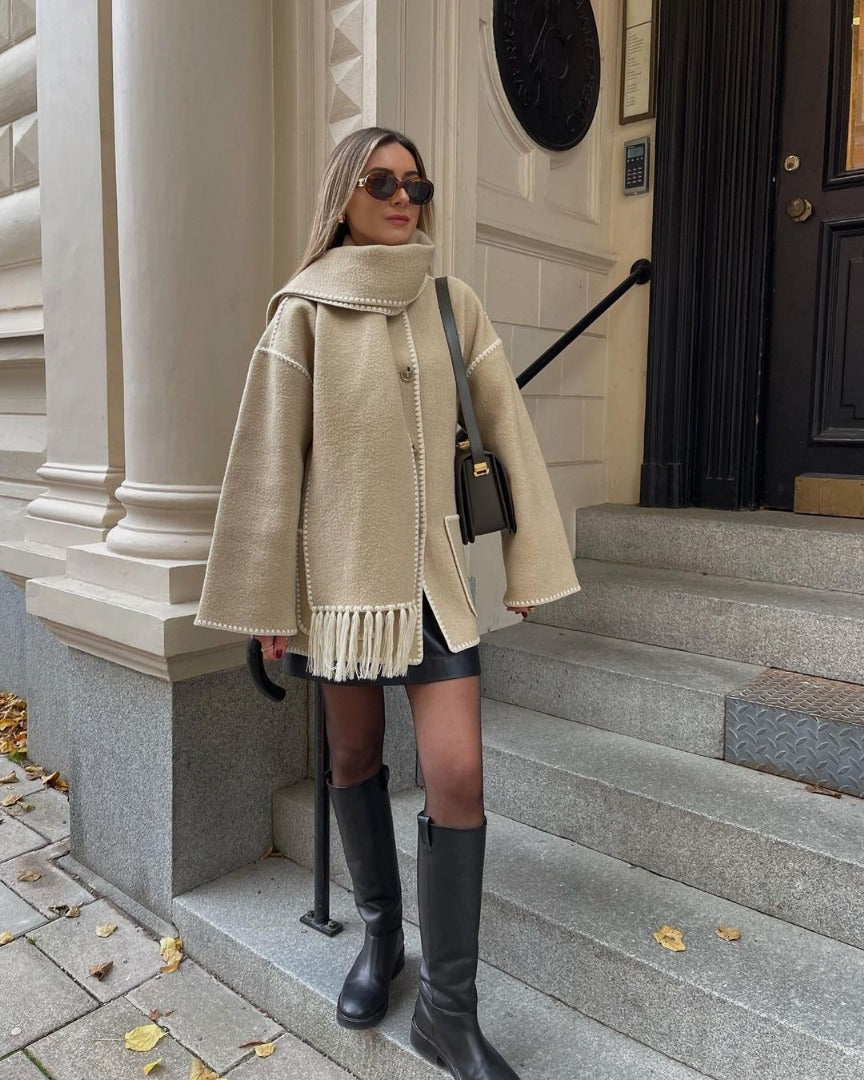 Isabelle | Cappotto in lana con frange