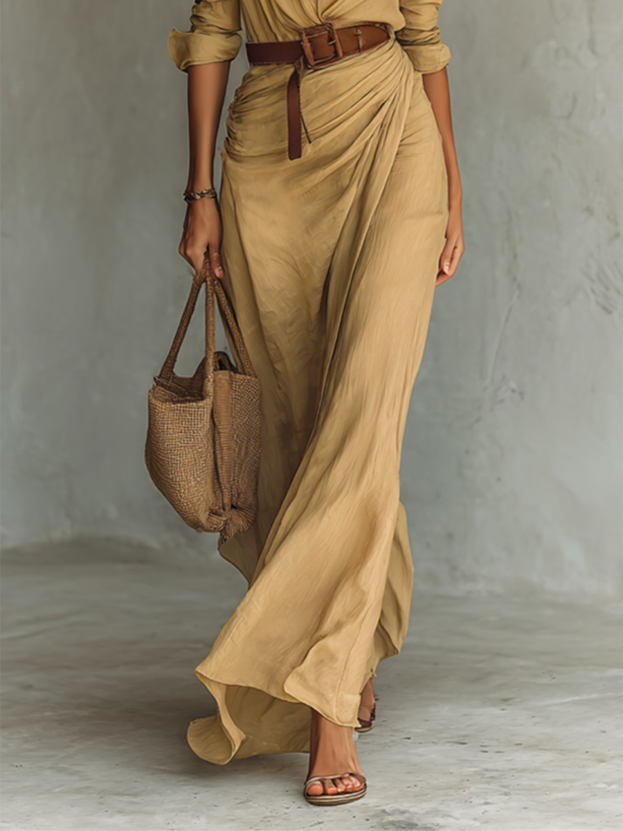 Amy - Abito Maxi Lungo con Collo e Cintura Inclusa