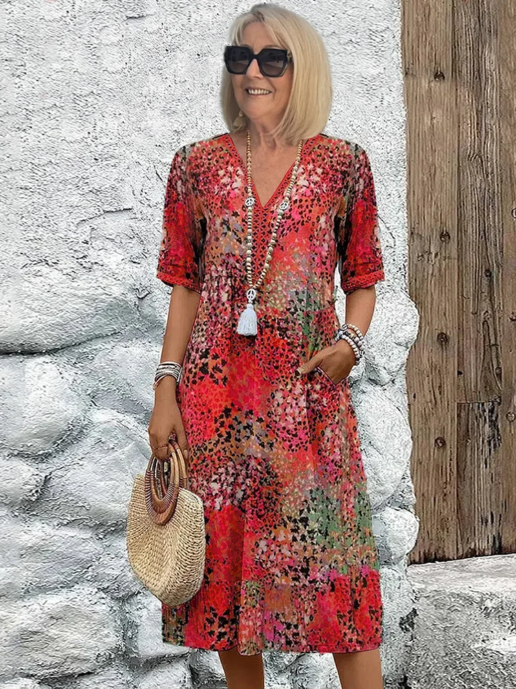 Elara | Elegante abito midi stampato