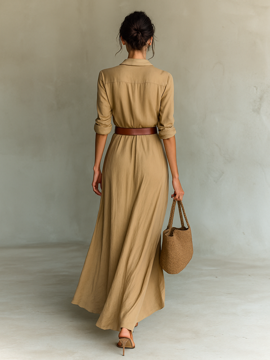 Amy - Abito Maxi Lungo con Collo e Cintura Inclusa