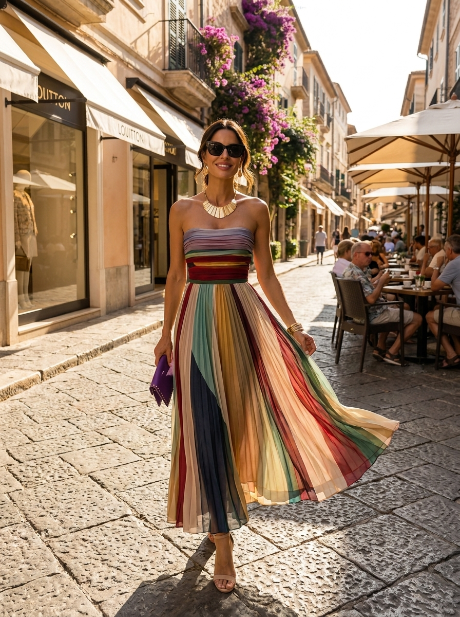 Valeria™ | Abito Maxi Plissettato Elegante