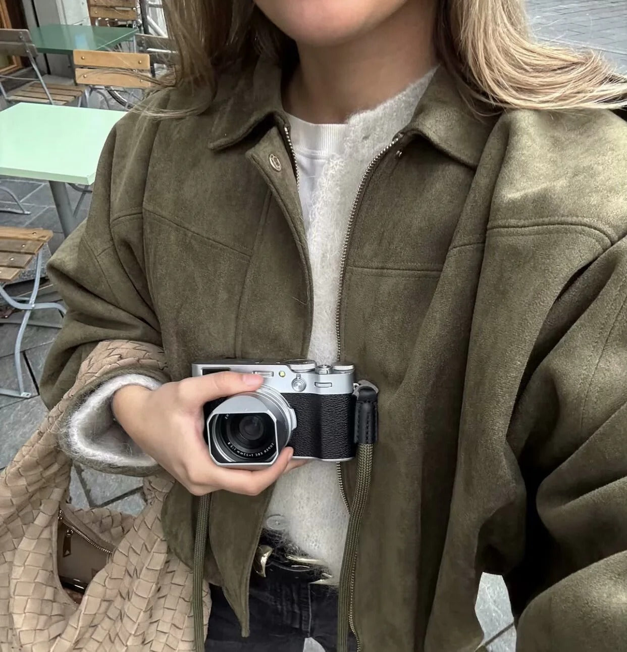 Mila - Giacca oversize in pelle scamosciata