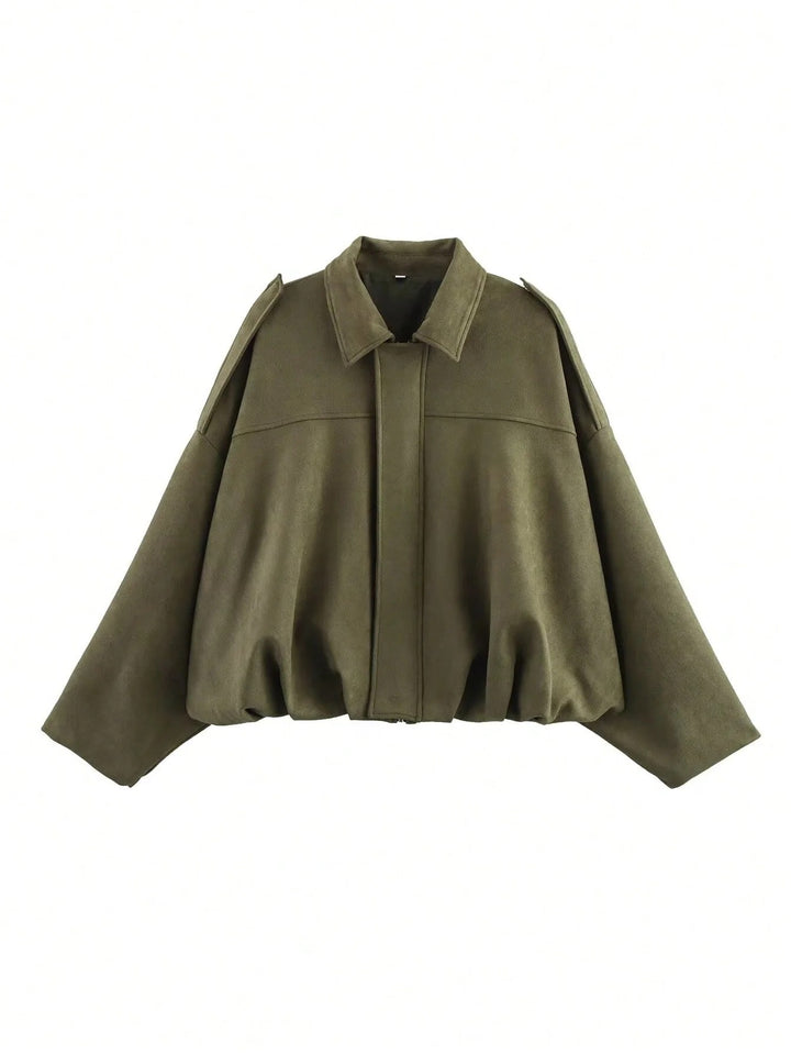 Mila - Giacca oversize in pelle scamosciata