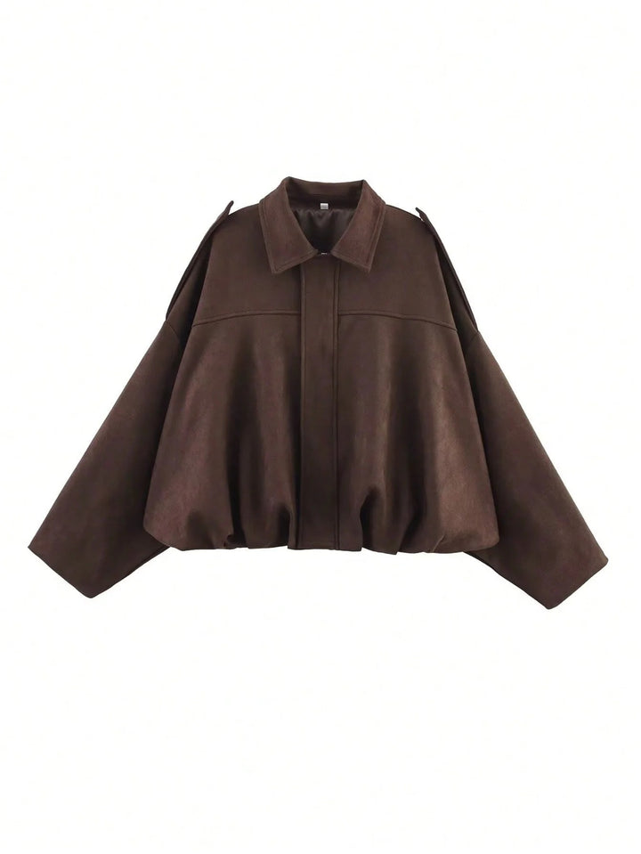 Mila - Giacca oversize in pelle scamosciata