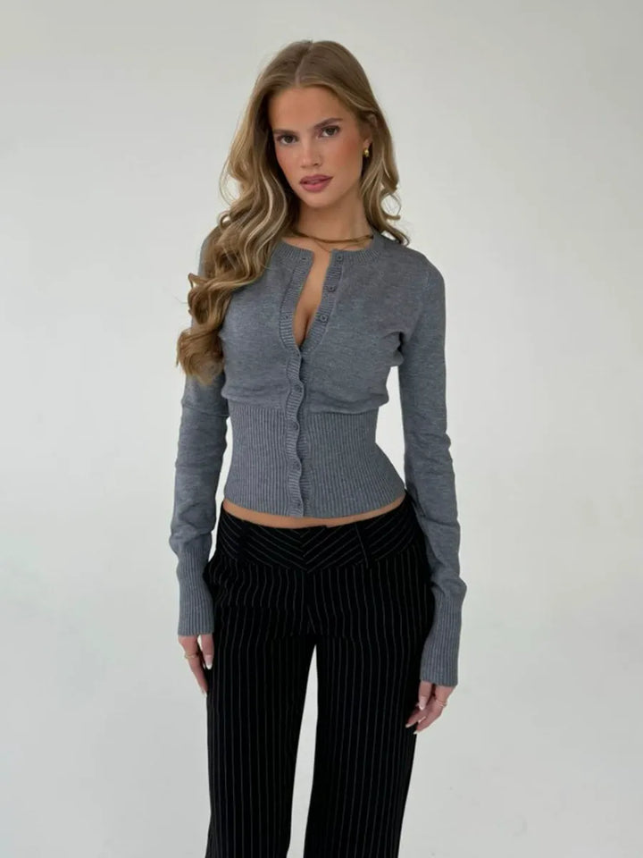 Ribbed Button Top